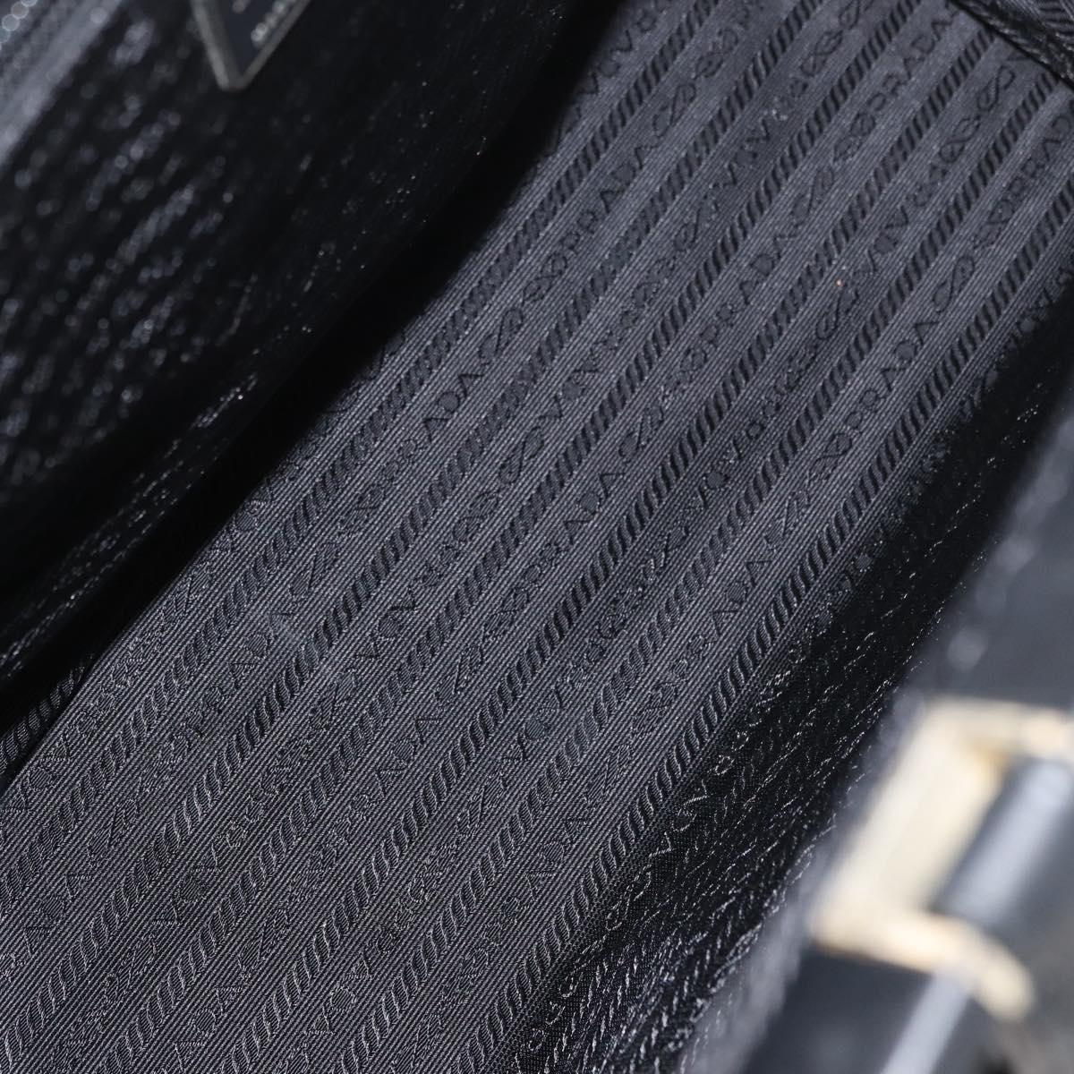 PRADA Tote Bag Canvas Black Gold Auth 176696