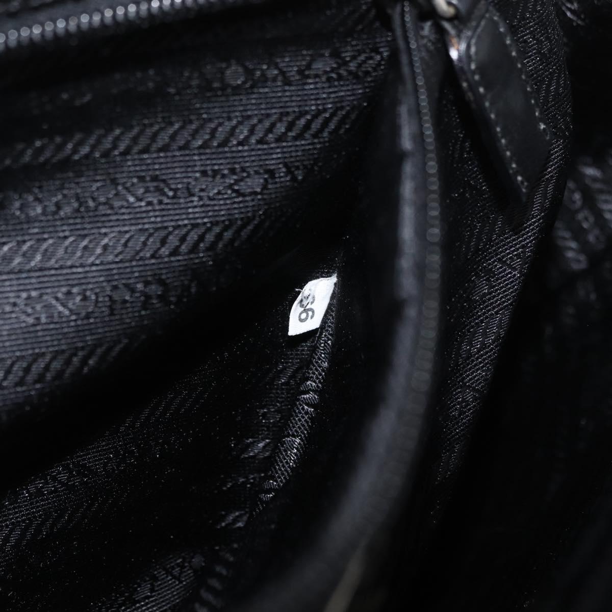 PRADA Tote Bag Canvas Black Gold Auth 176696