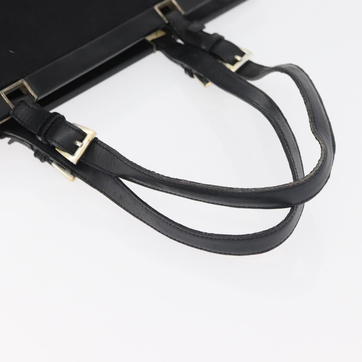 PRADA Tote Bag Canvas Black Gold Auth 176696