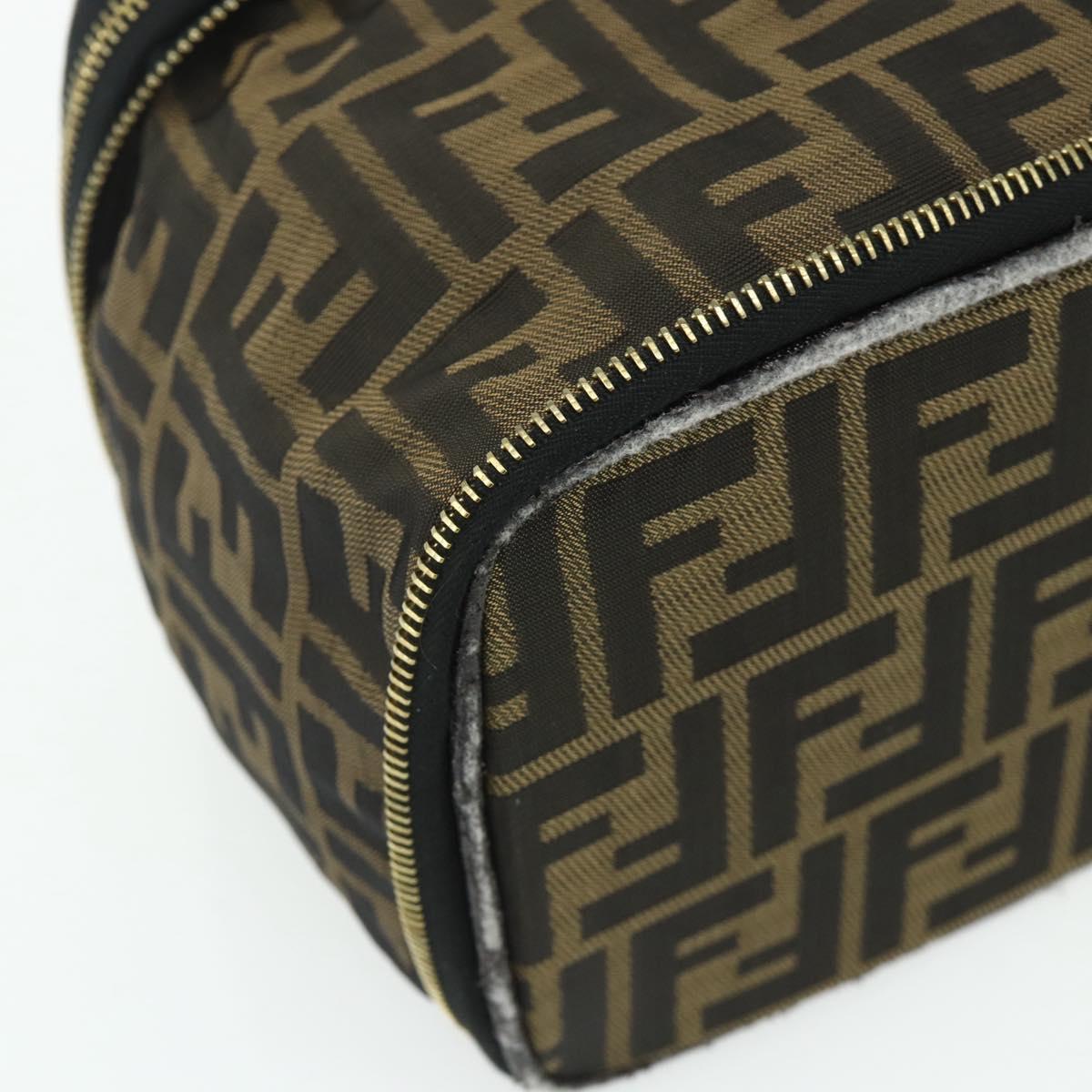 FENDI Zucca Canvas Vanity Hand Bag Brown Black Auth 176697
