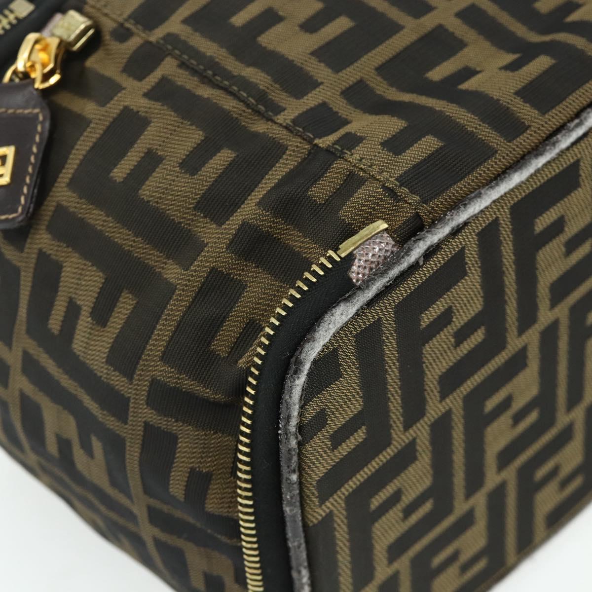 FENDI Zucca Canvas Vanity Hand Bag Brown Black Auth 176697