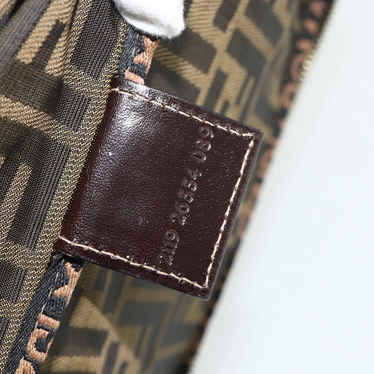FENDI Zucca Canvas Vanity Hand Bag Brown Black Auth 176697