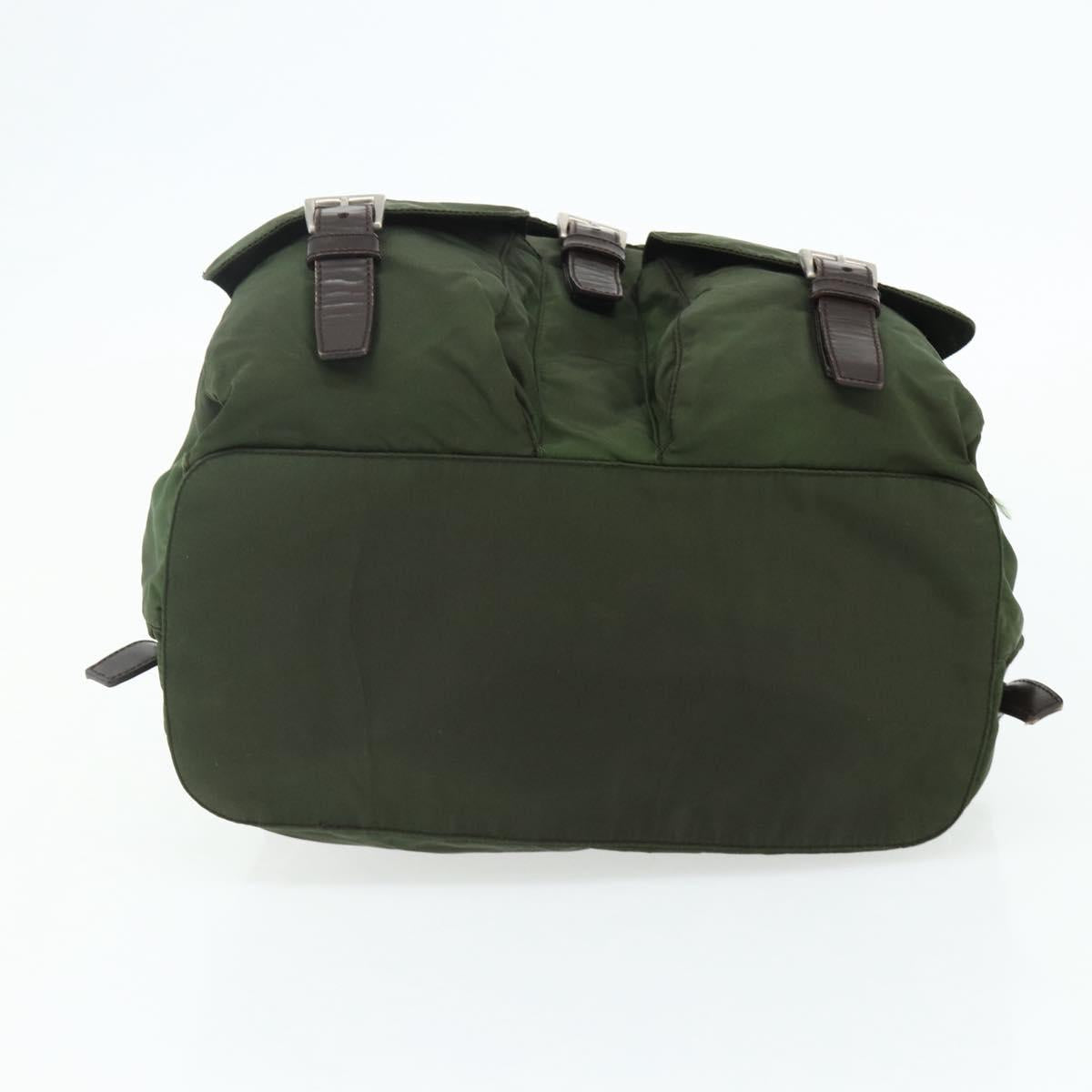 PRADA Backpack Nylon Silver Khaki Auth 176699
