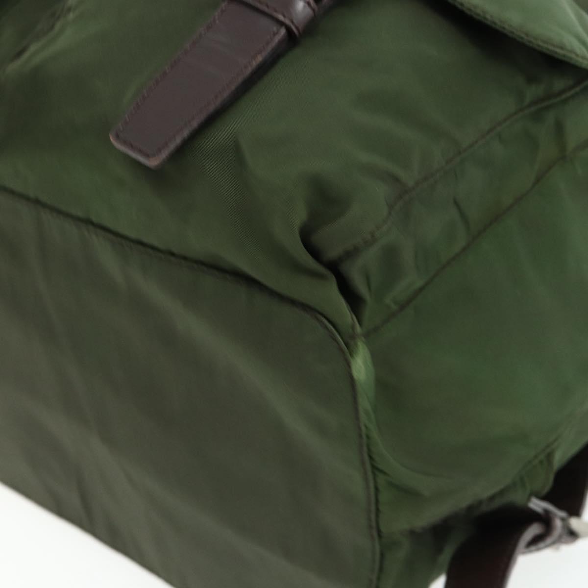 PRADA Backpack Nylon Silver Khaki Auth 176699