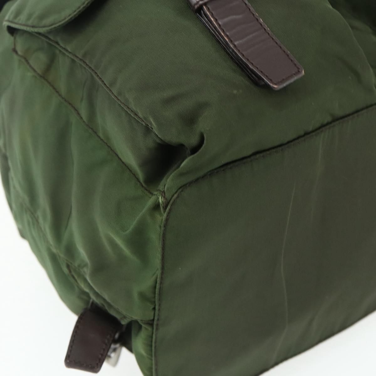 PRADA Backpack Nylon Silver Khaki Auth 176699