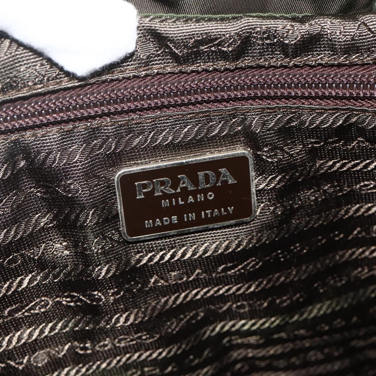 PRADA Backpack Nylon Silver Khaki Auth 176699