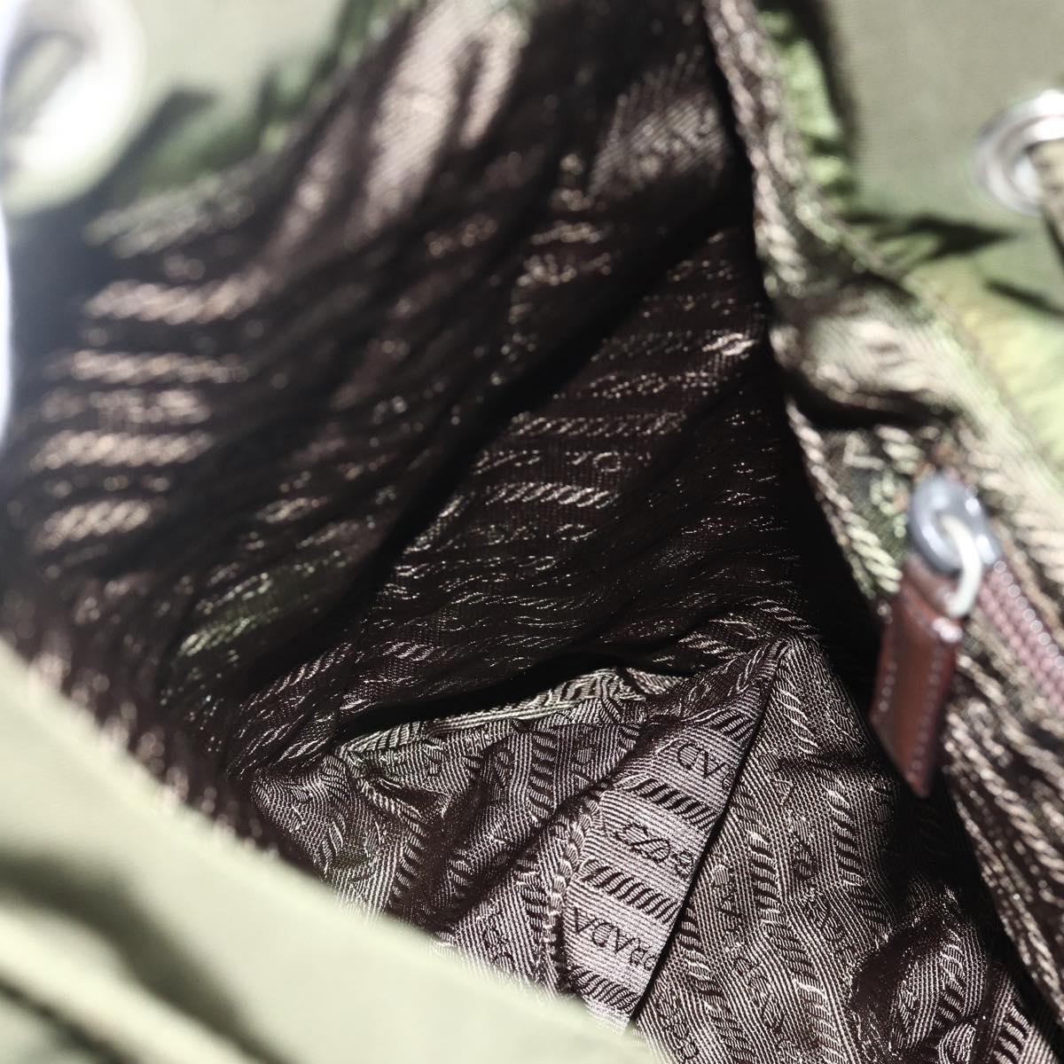 PRADA Backpack Nylon Silver Khaki Auth 176699