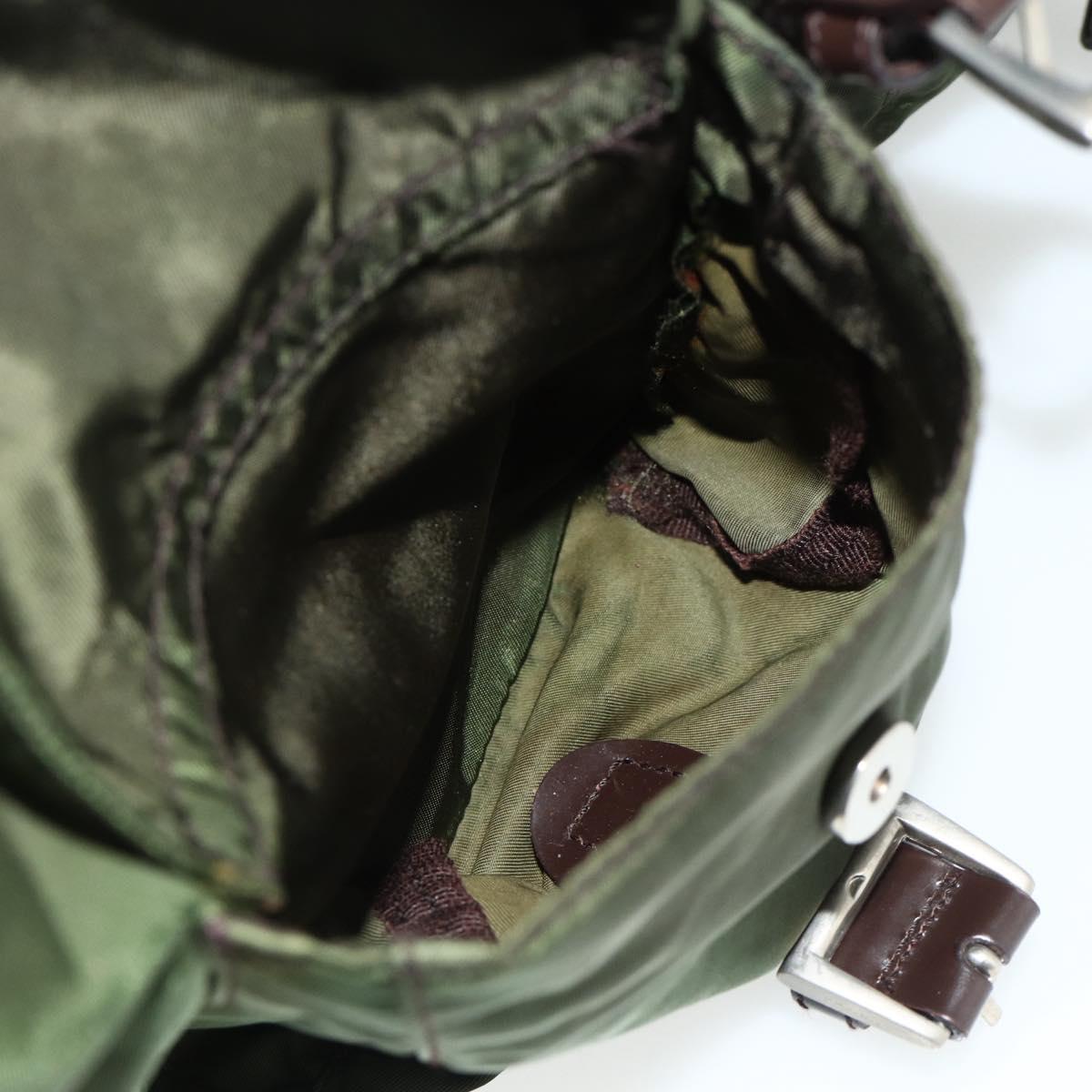 PRADA Backpack Nylon Silver Khaki Auth 176699