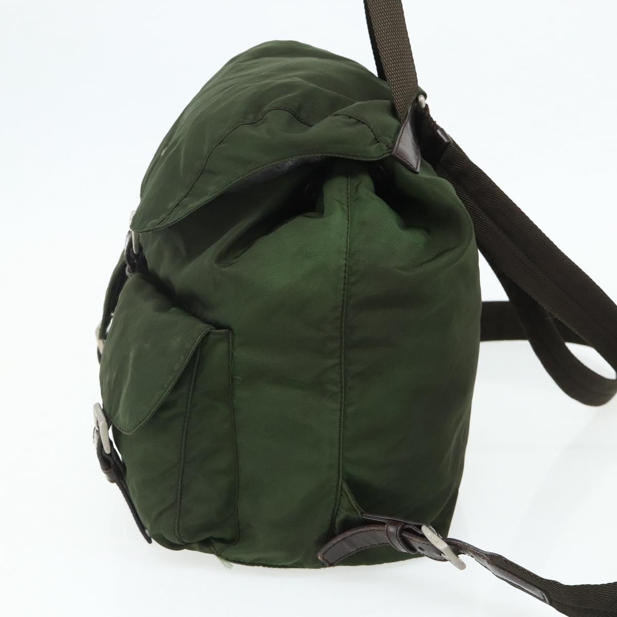 PRADA Backpack Nylon Silver Khaki Auth 176699