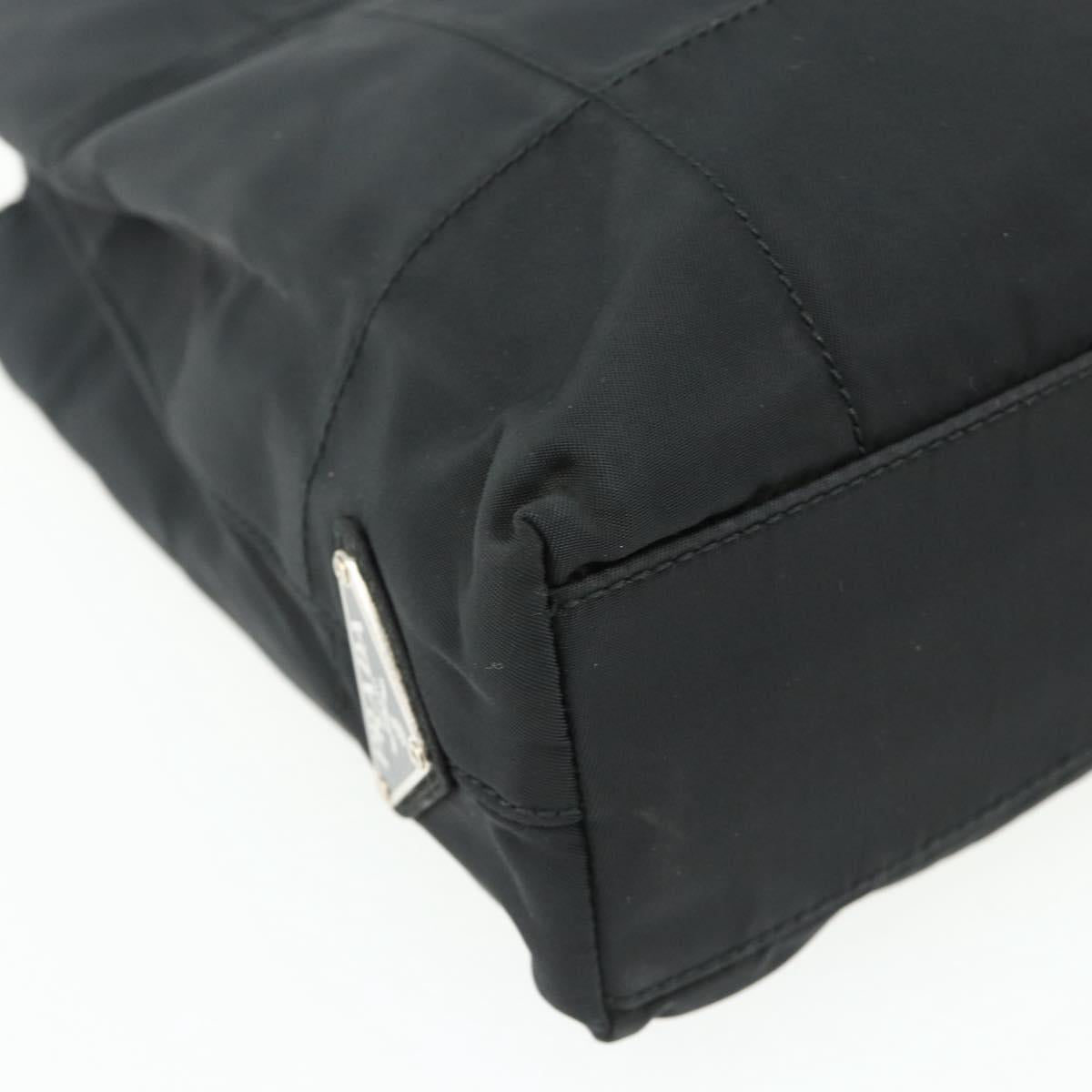 PRADA Chain Hand Bag Nylon Black Auth 176700