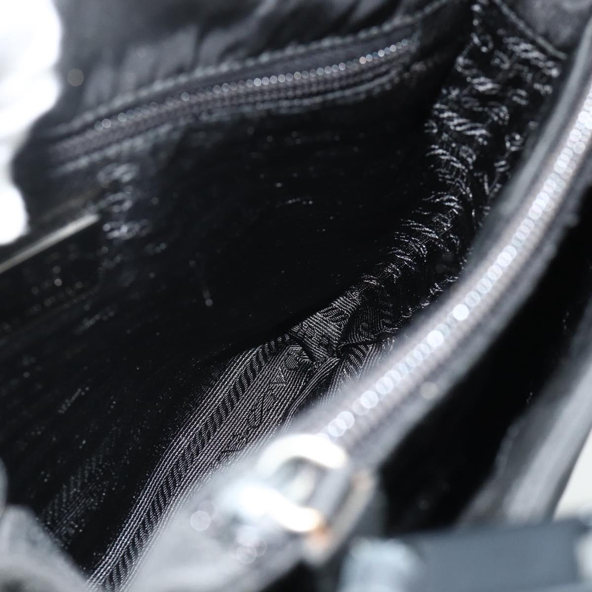 PRADA Chain Hand Bag Nylon Black Auth 176700