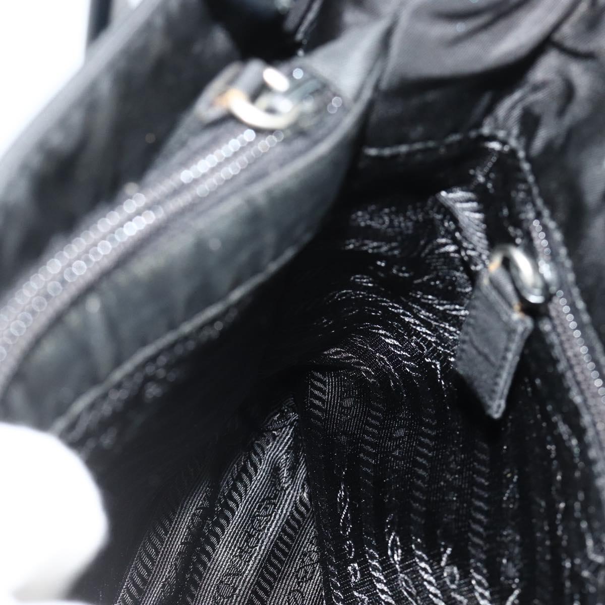 PRADA Chain Hand Bag Nylon Black Auth 176700