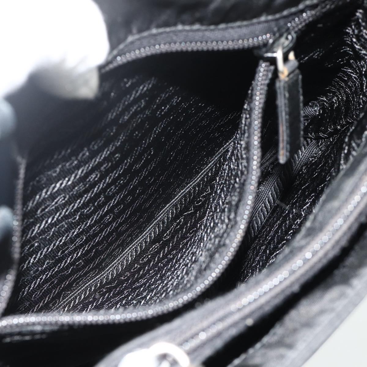 PRADA Chain Hand Bag Nylon Black Auth 176700