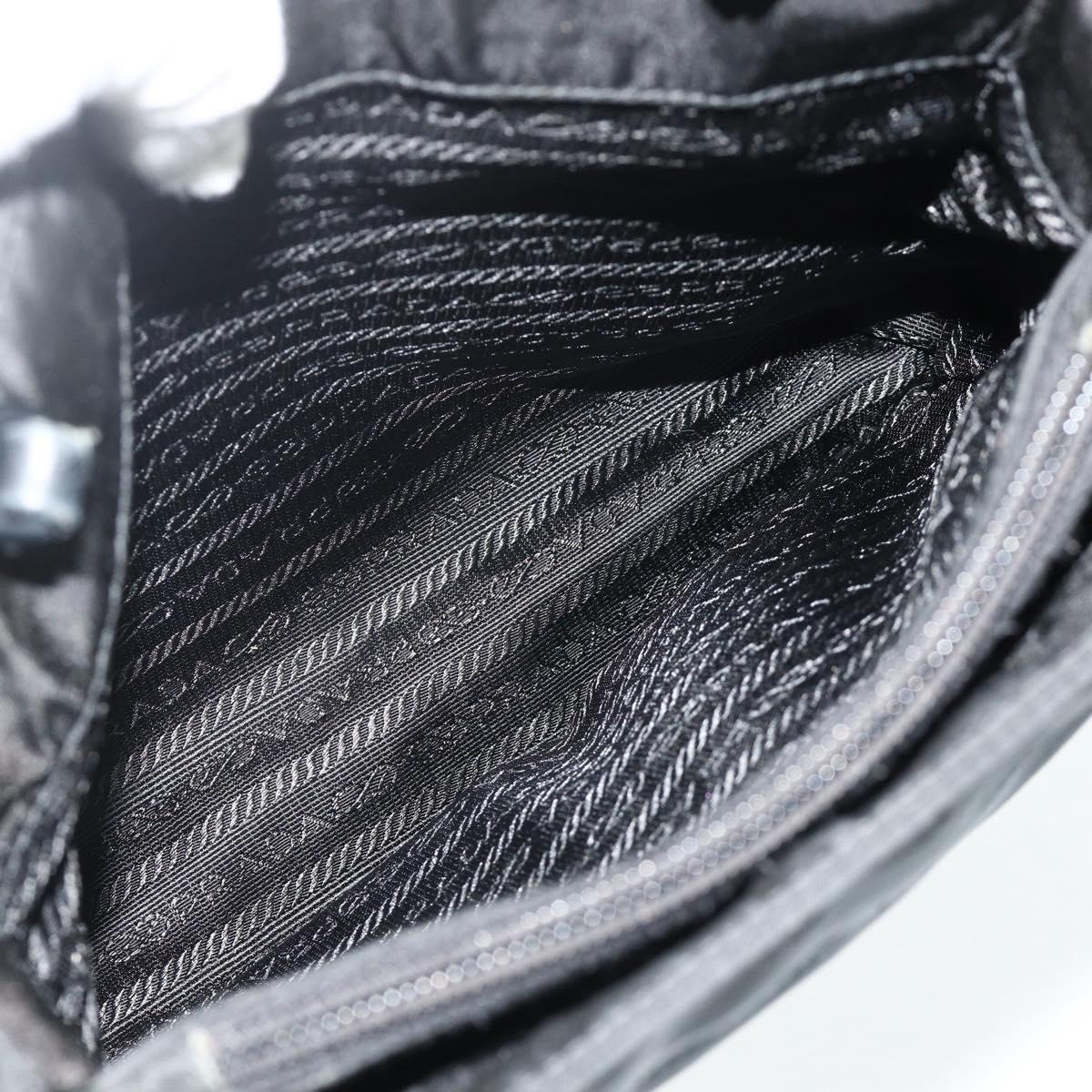 PRADA Chain Hand Bag Nylon Black Auth 176700