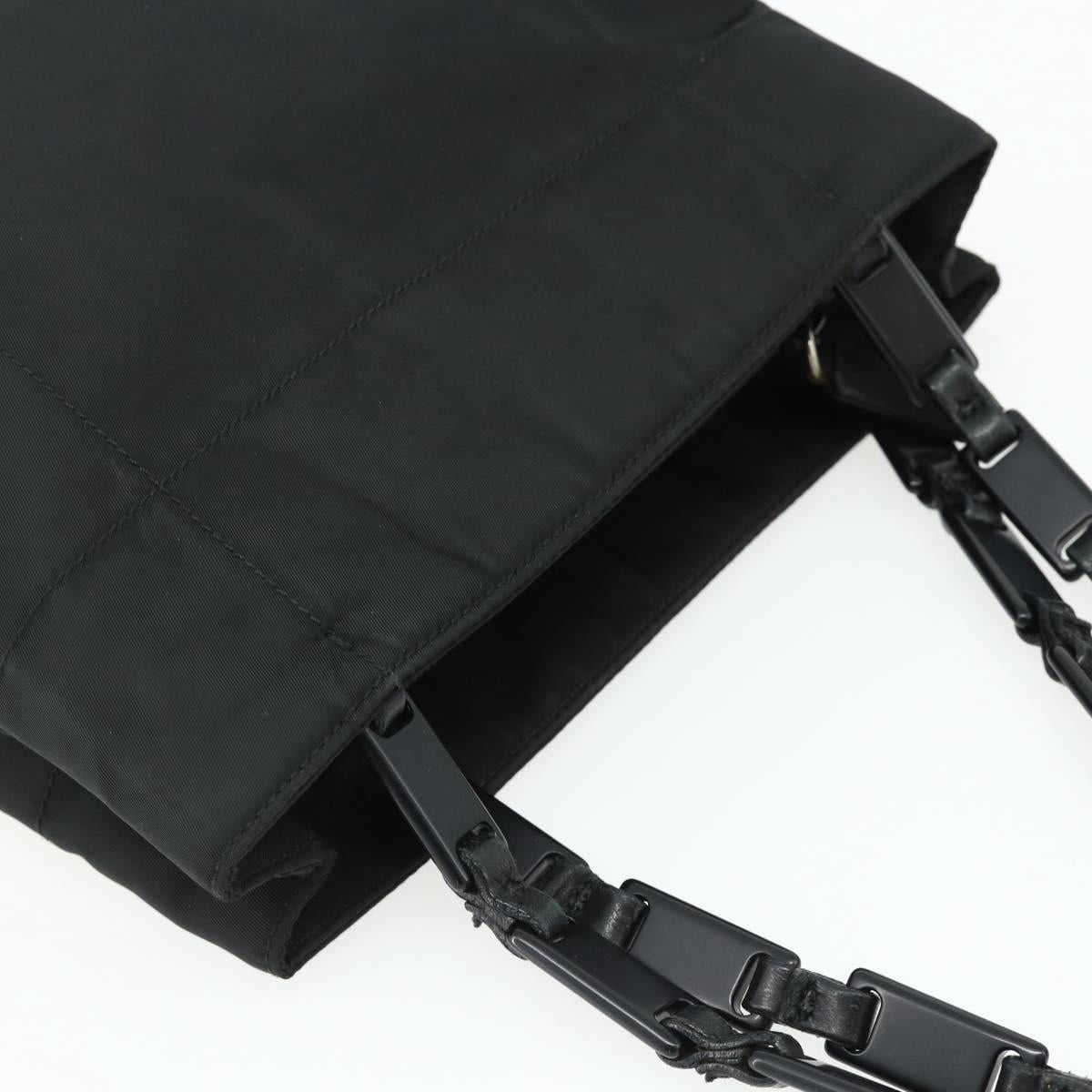 PRADA Chain Hand Bag Nylon Black Auth 176700