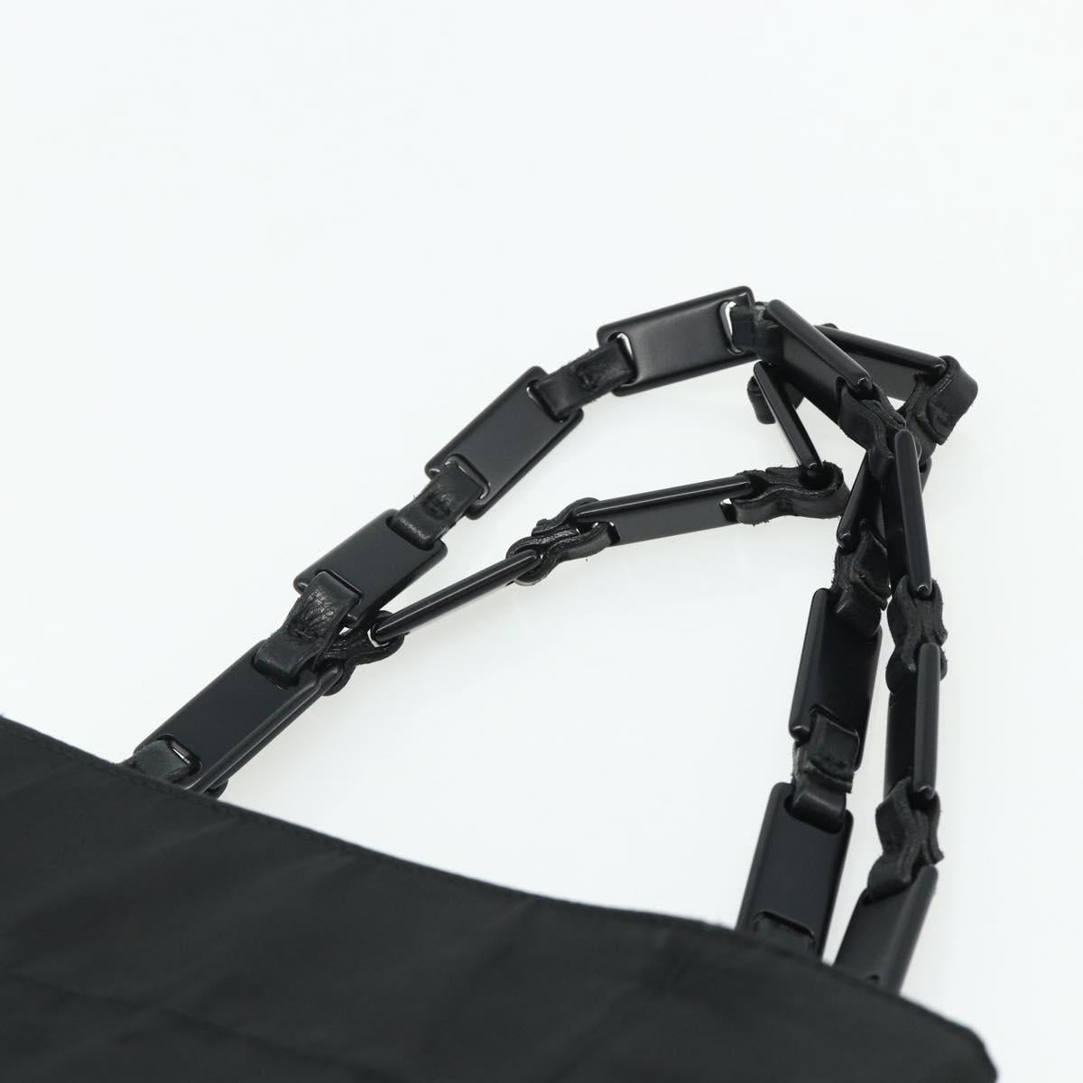 PRADA Chain Hand Bag Nylon Black Auth 176700