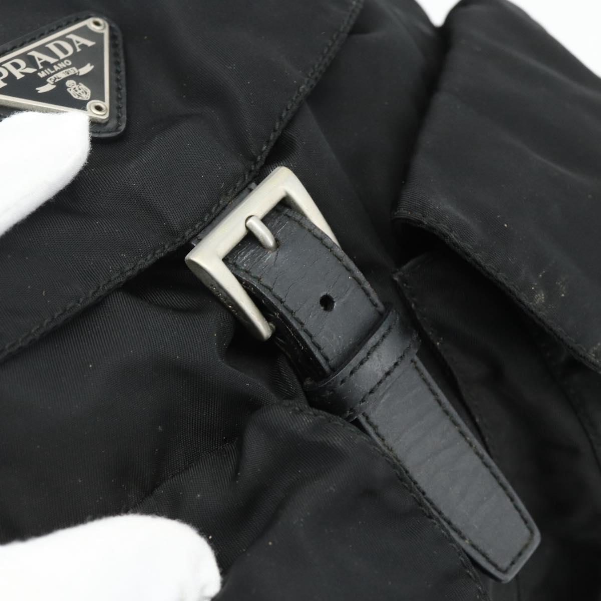 PRADA Backpack Nylon Silver Black Auth 176702