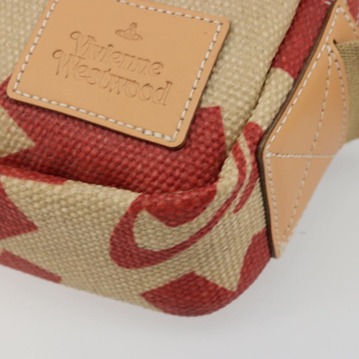 Vivienne Westwood Shoulder Bag Canvas Beige Silver Auth 176706A