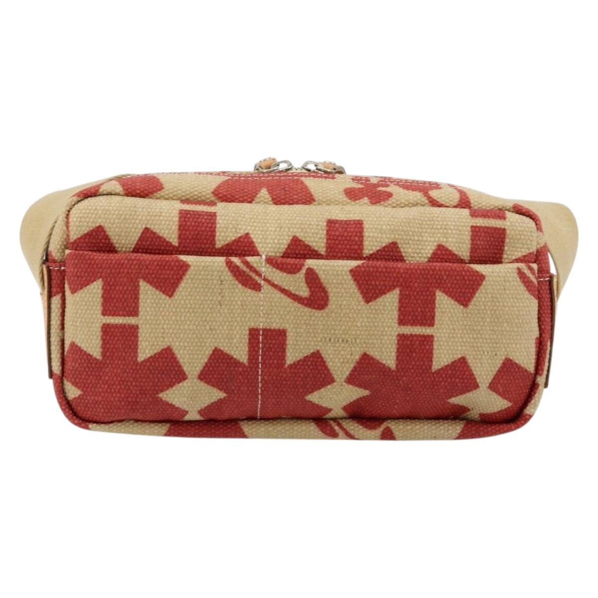Vivienne Westwood Shoulder Bag Canvas Beige Silver Auth 176706A