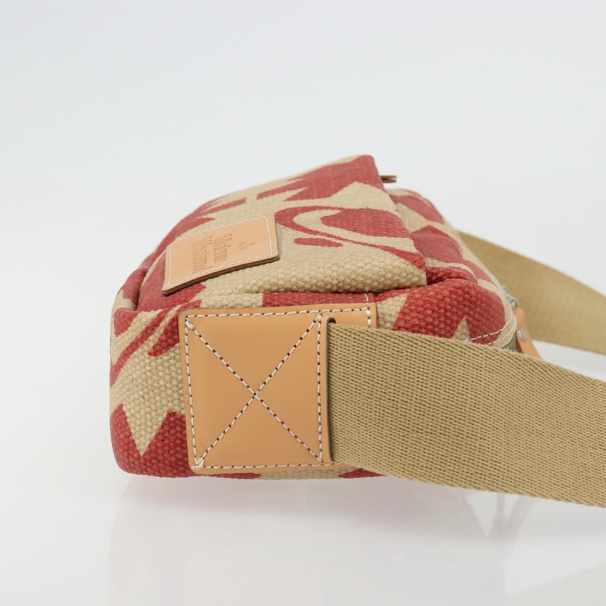 Vivienne Westwood Shoulder Bag Canvas Beige Silver Auth 176706A