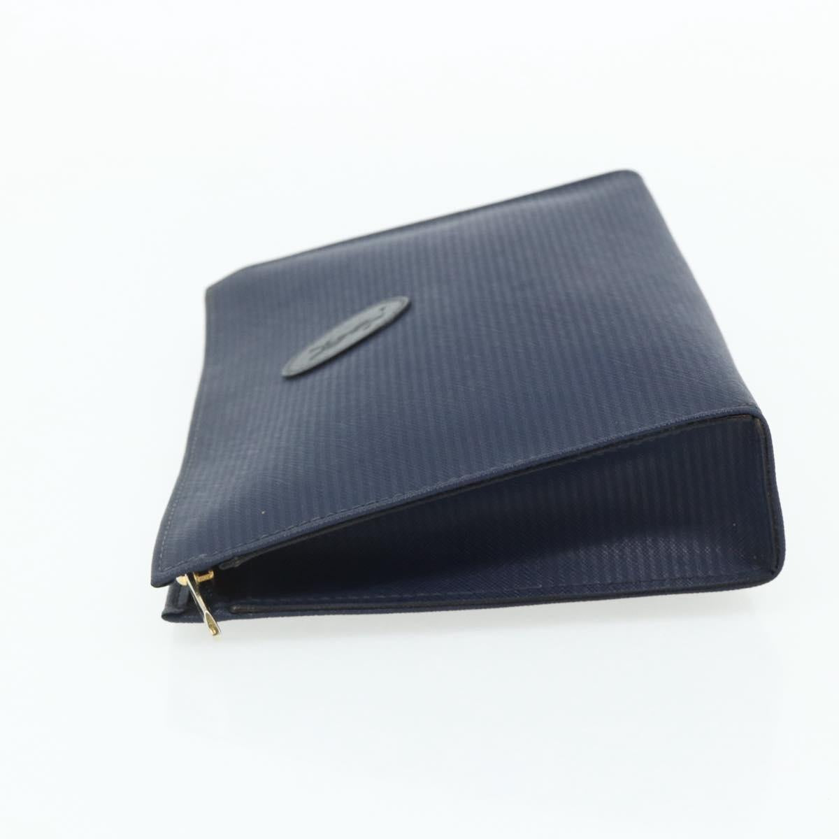 SAINT LAURENT Clutch Bag PVC 2 Set Black Navy Auth 176707