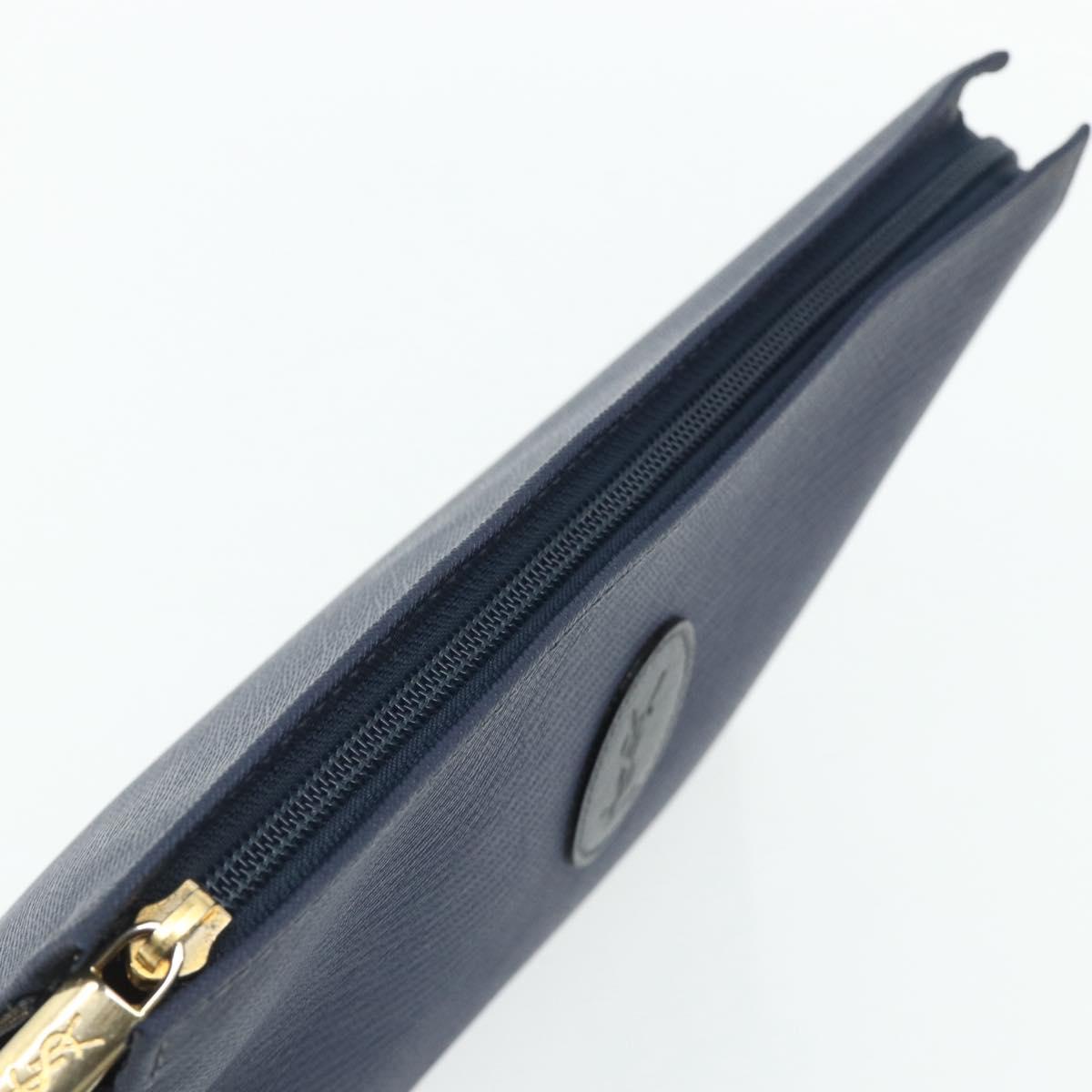 SAINT LAURENT Clutch Bag PVC 2 Set Black Navy Auth 176707