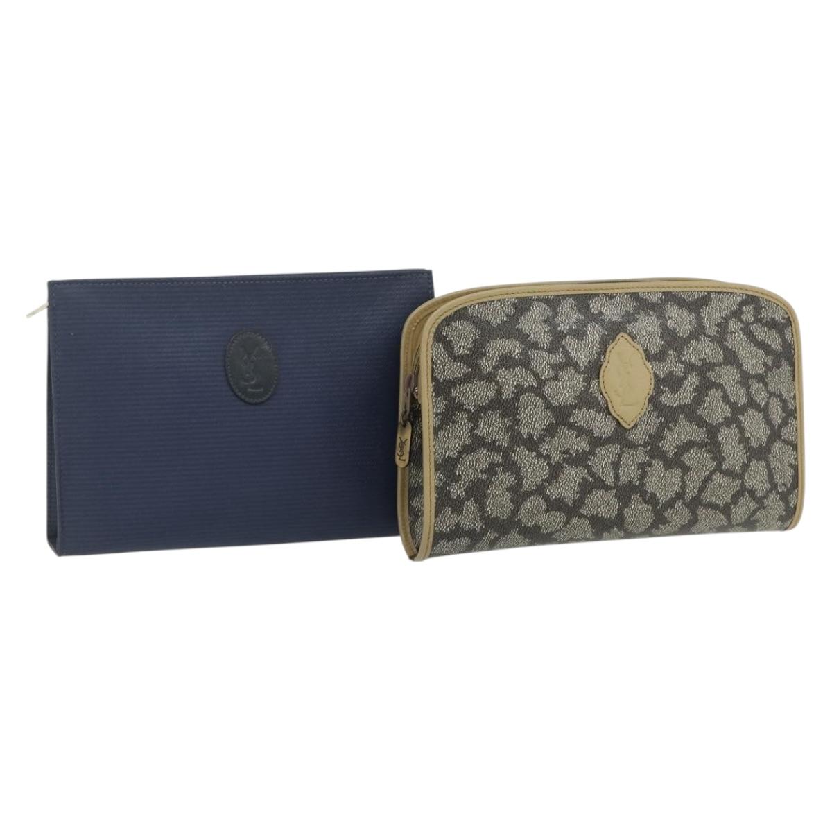 SAINT LAURENT Clutch Bag PVC 2 Set Black Navy Auth 176707