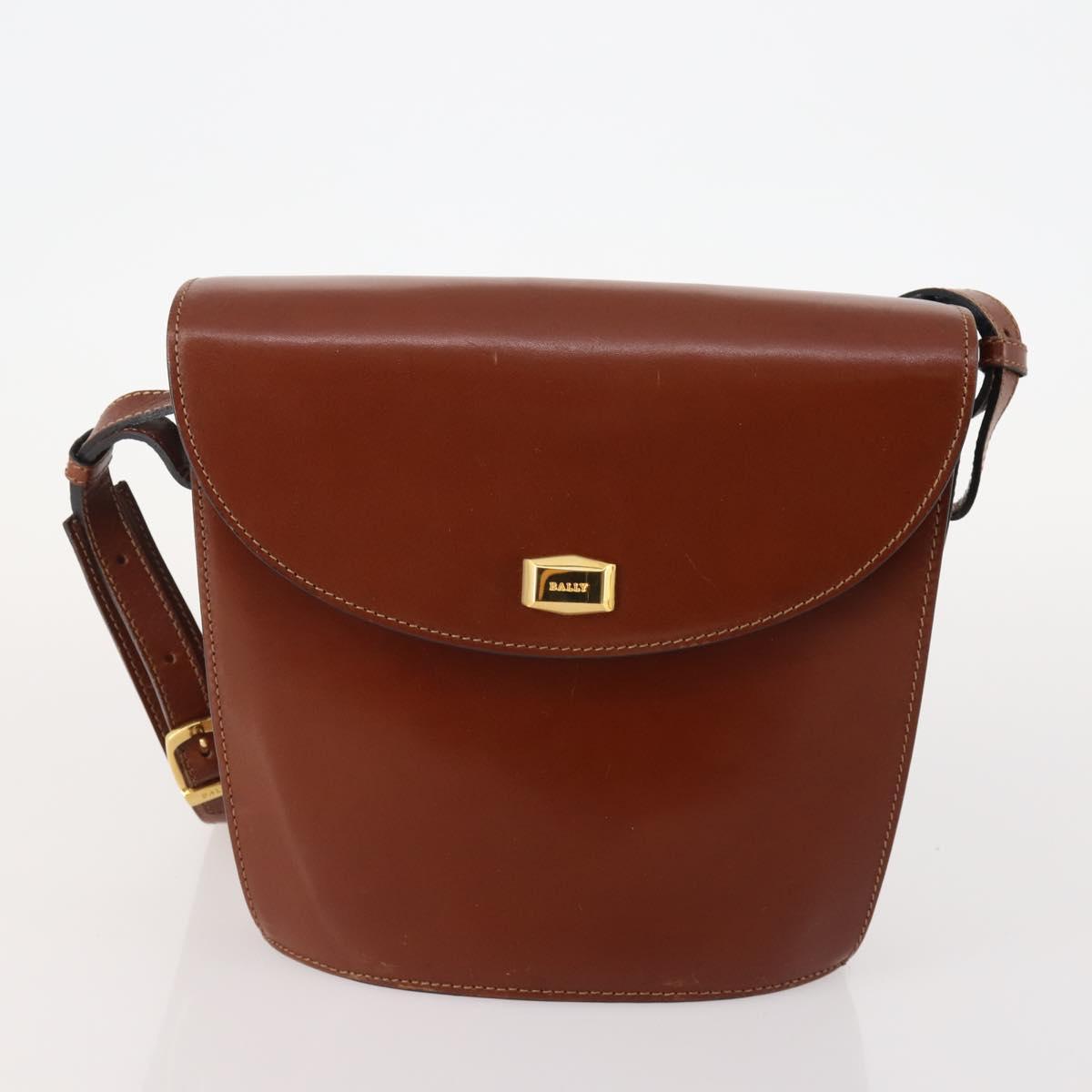 BALLY Shoulder Bag Leather 2 Set Brown Bordeaux Auth 176708