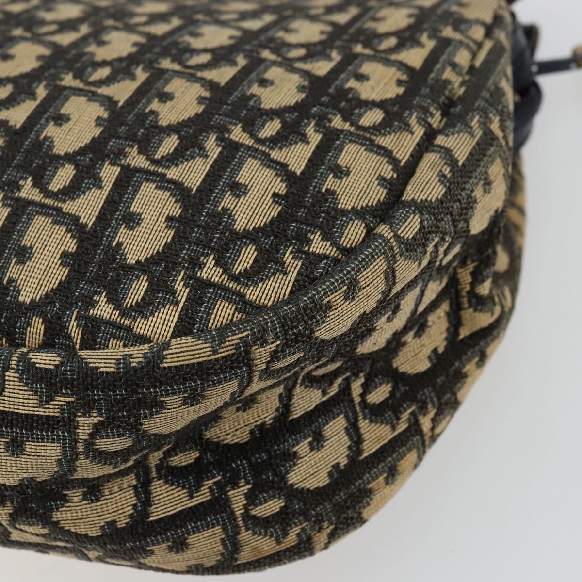 Christian Dior Trotter Canvas Hand Bag Navy Gold Auth 176737