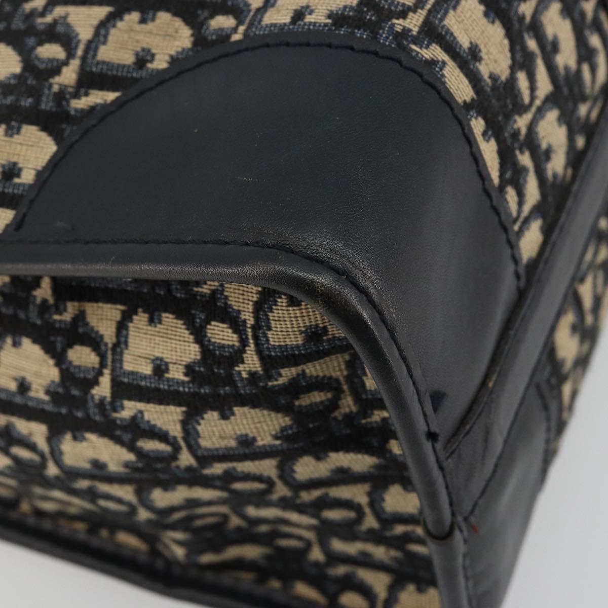Christian Dior Trotter Canvas Boston Bag Navy Silver Auth 176738