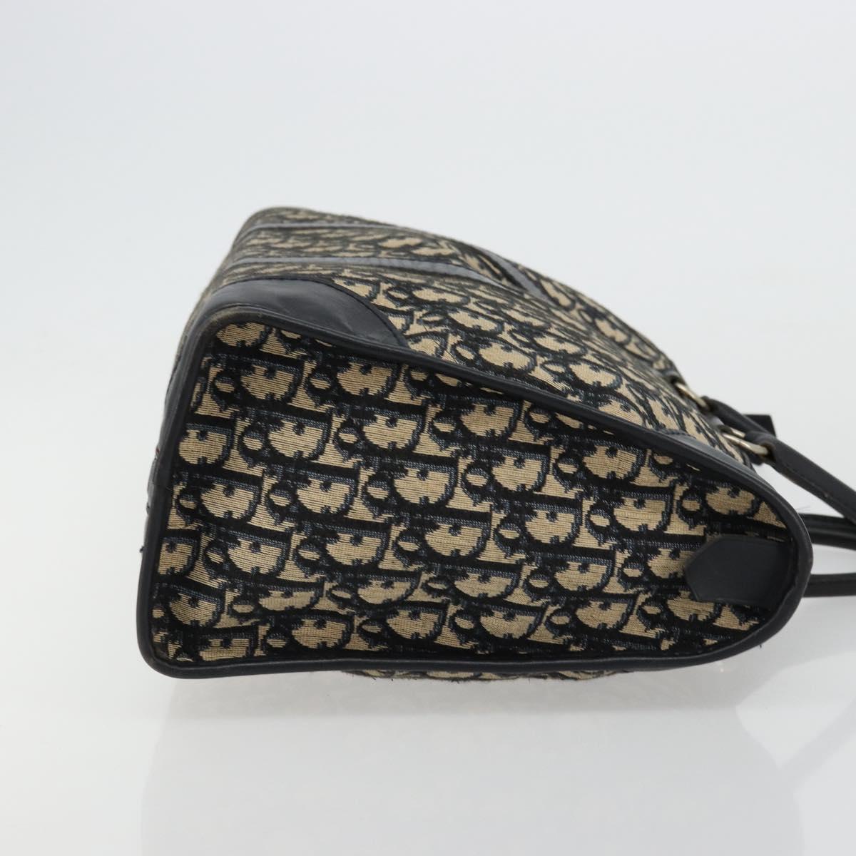 Christian Dior Trotter Canvas Boston Bag Navy Silver Auth 176738