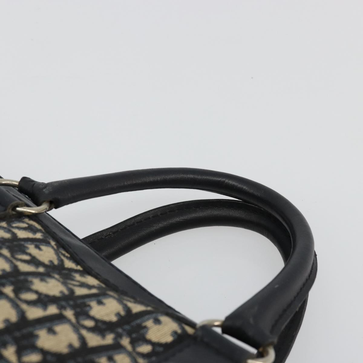 Christian Dior Trotter Canvas Boston Bag Navy Silver Auth 176738