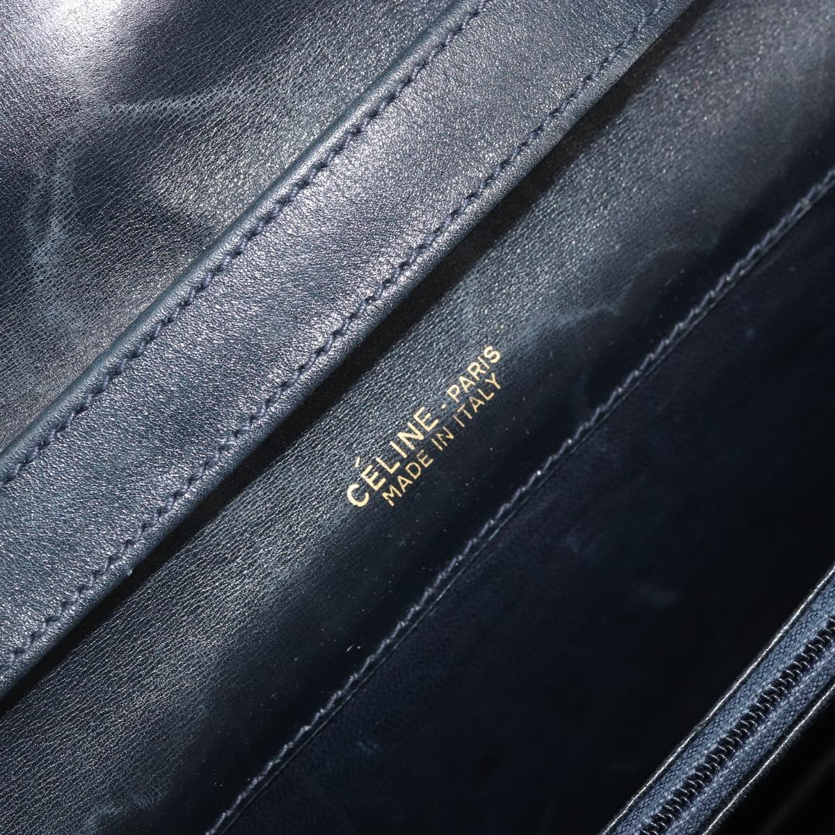 CELINE C Sulky Shoulder Bag Canvas Navy Gold Auth 176739