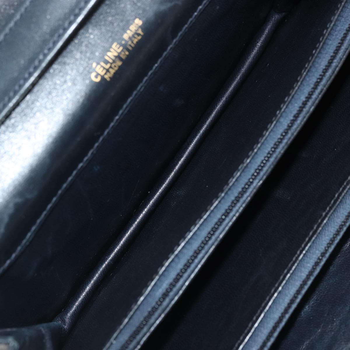 CELINE C Sulky Shoulder Bag Canvas Navy Gold Auth 176739