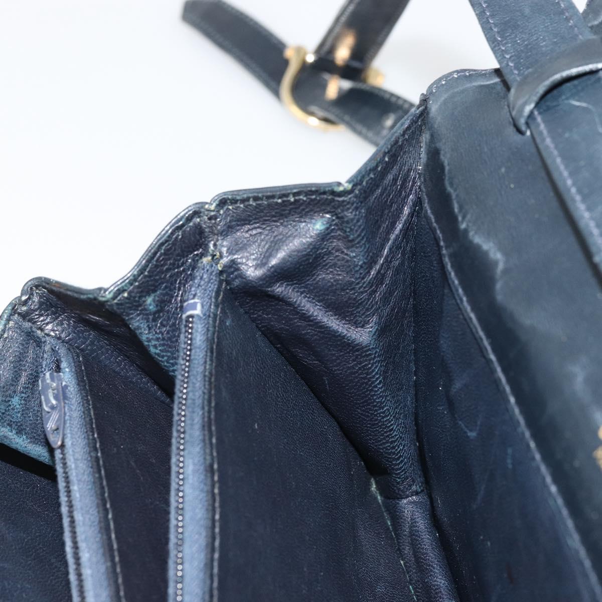 CELINE C Sulky Shoulder Bag Canvas Navy Gold Auth 176739