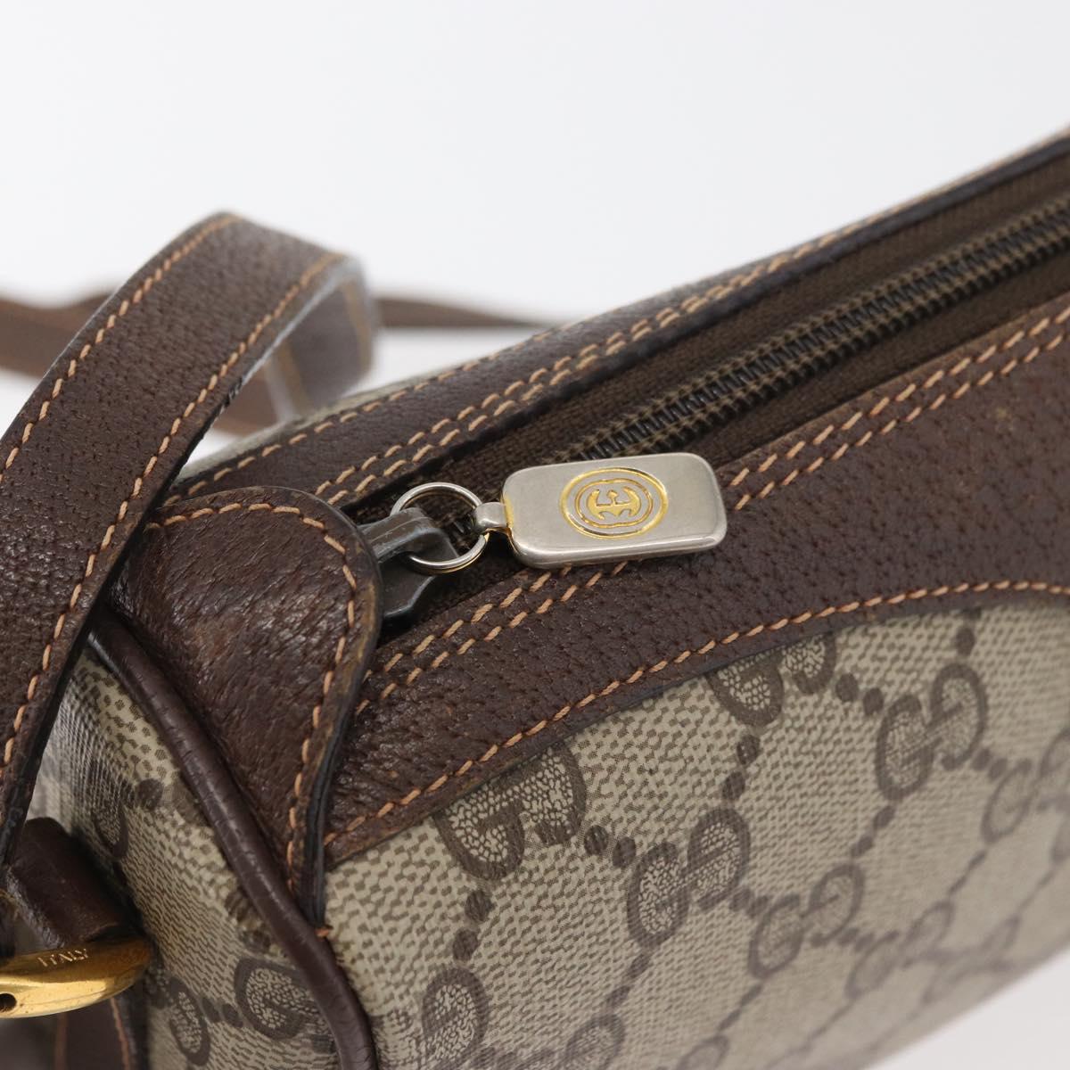GUCCI GG Supreme Web Sherry Line Bag PVC Beige Gold 89 02 018 Auth 176741
