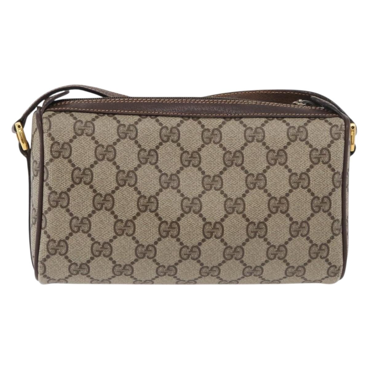 GUCCI GG Supreme Web Sherry Line Bag PVC Beige Gold 89 02 018 Auth 176741