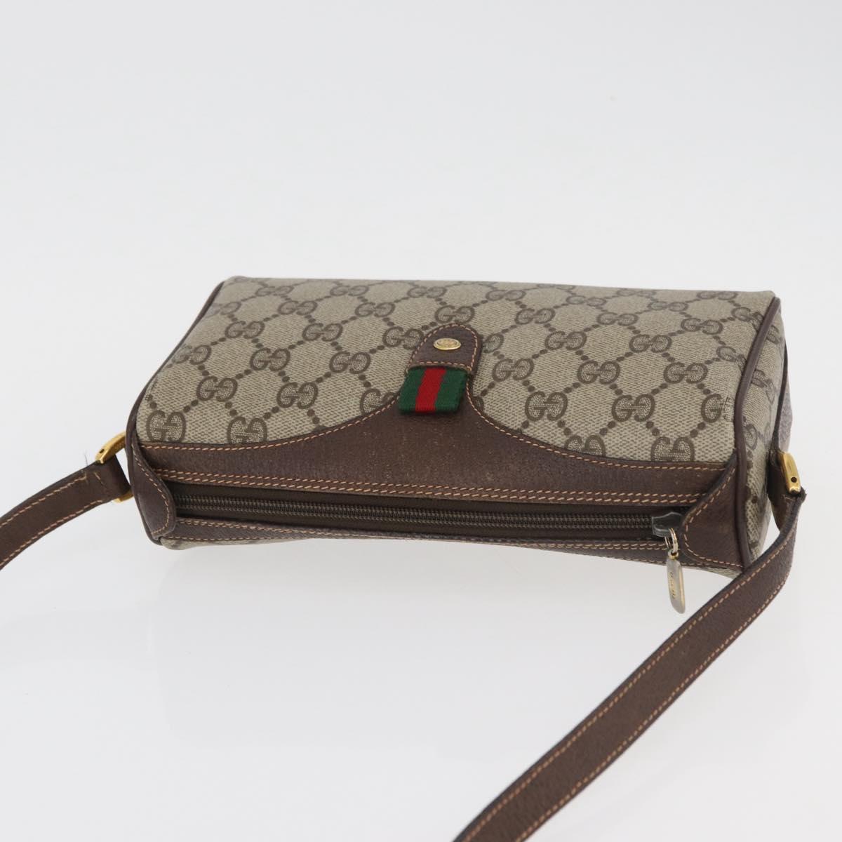 GUCCI GG Supreme Web Sherry Line Bag PVC Beige Gold 89 02 018 Auth 176741