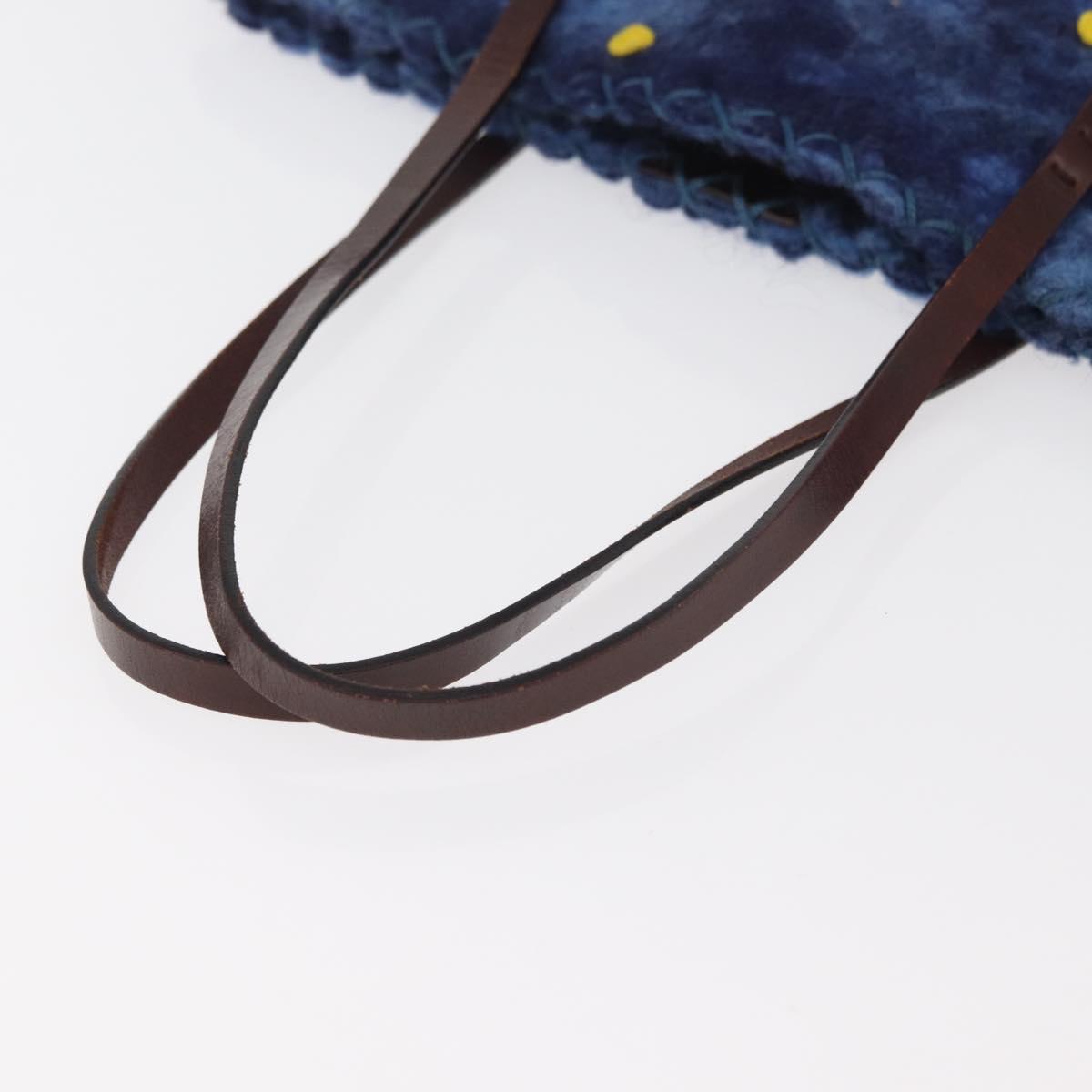 FENDI Tote Bag Wool Blue Auth 176743V