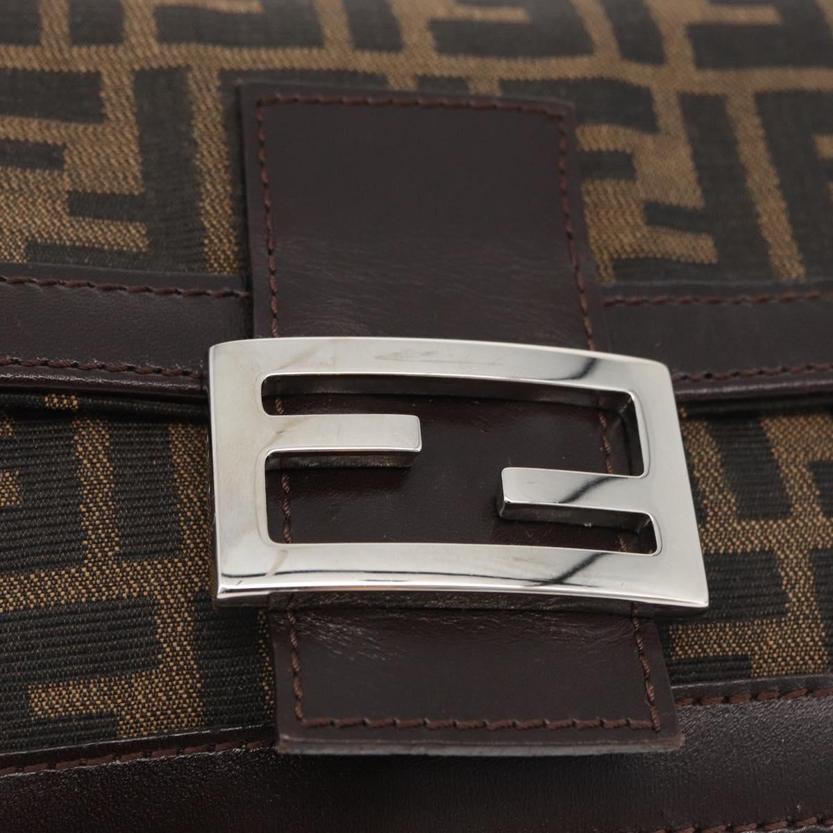 FENDI Zucca Canvas Mamma Baguette Shoulder Bag Black Brown Auth 176746SAV