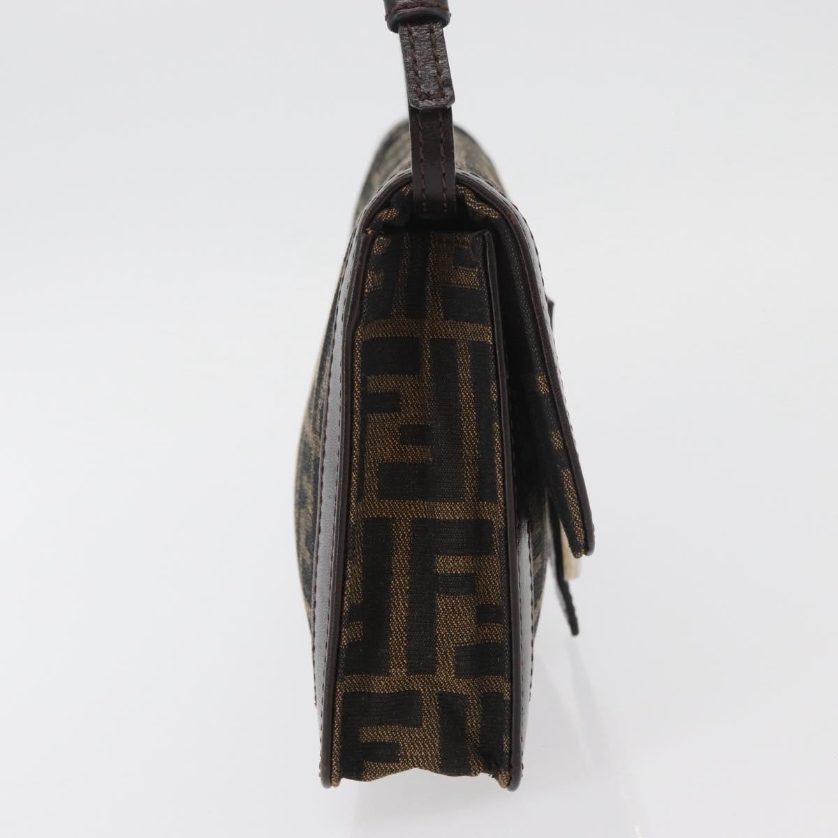 FENDI Zucca Canvas Mamma Baguette Shoulder Bag Black Brown Auth 176746SAV