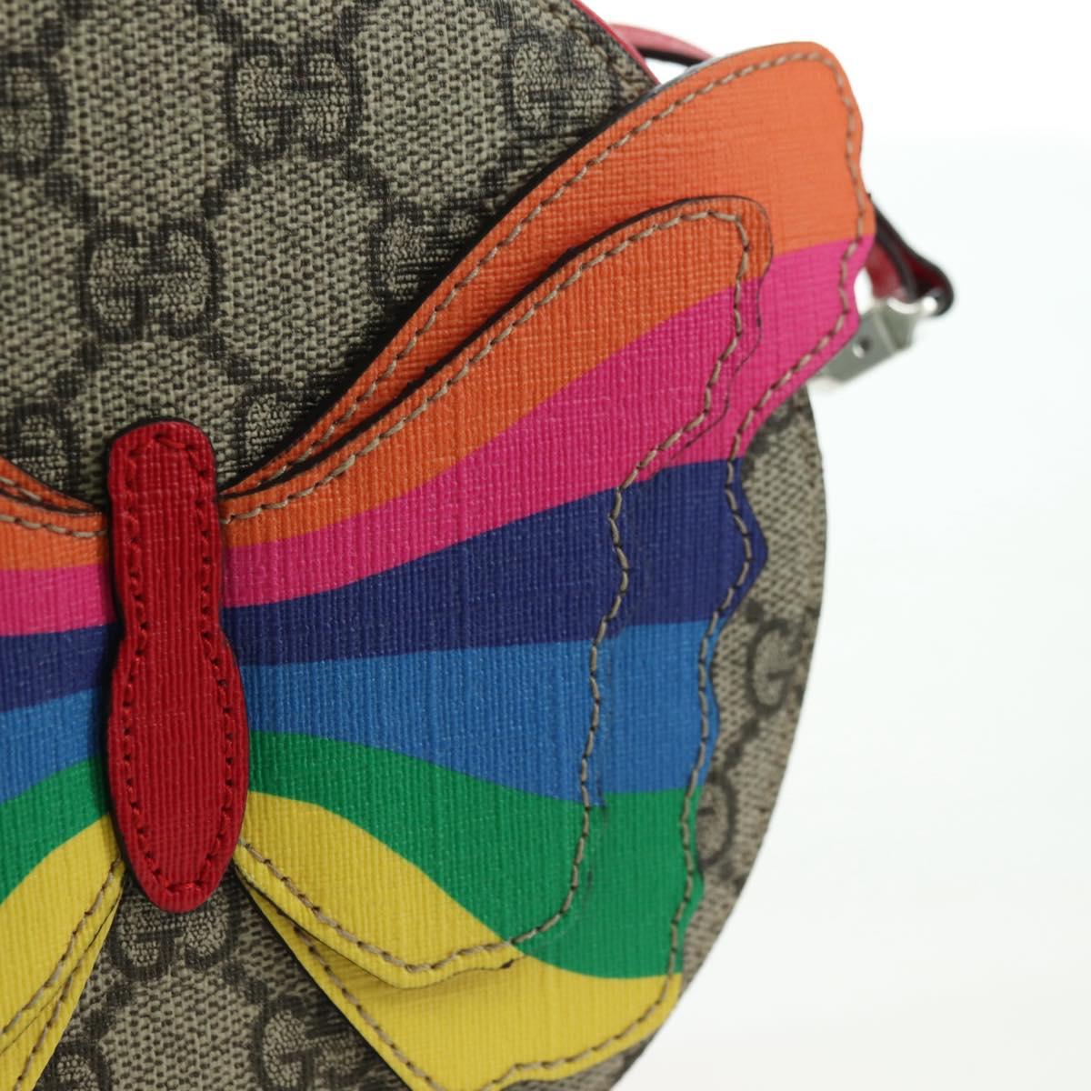 GUCCI GG Supreme Butterfly Shoulder Bag PVC Beige Silver 550782 Auth 176748V
