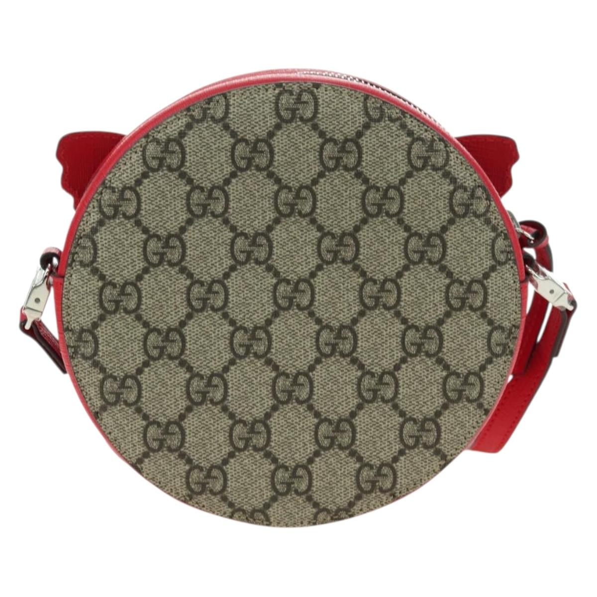 GUCCI GG Supreme Butterfly Shoulder Bag PVC Beige Silver 550782 Auth 176748V