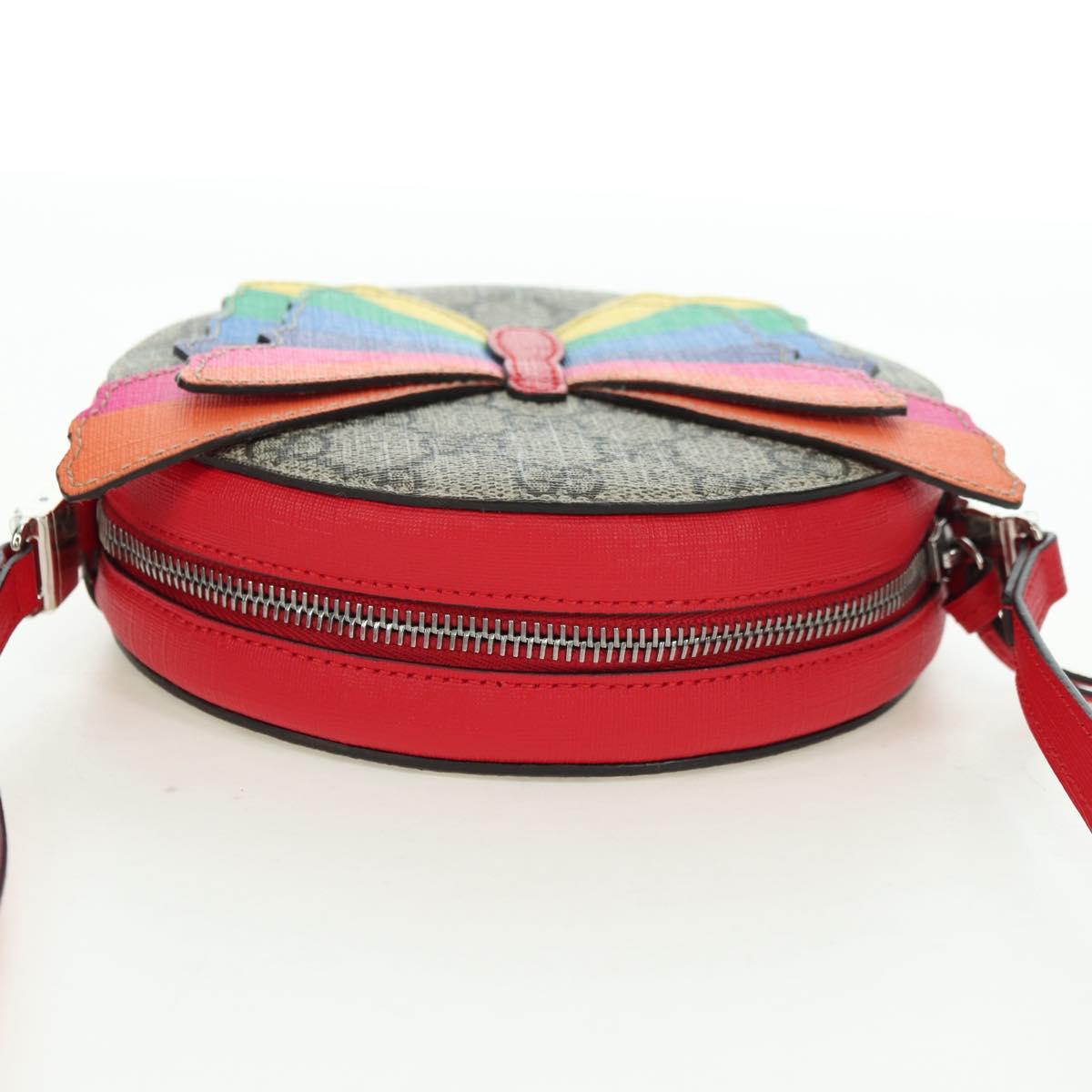 GUCCI GG Supreme Butterfly Shoulder Bag PVC Beige Silver 550782 Auth 176748V