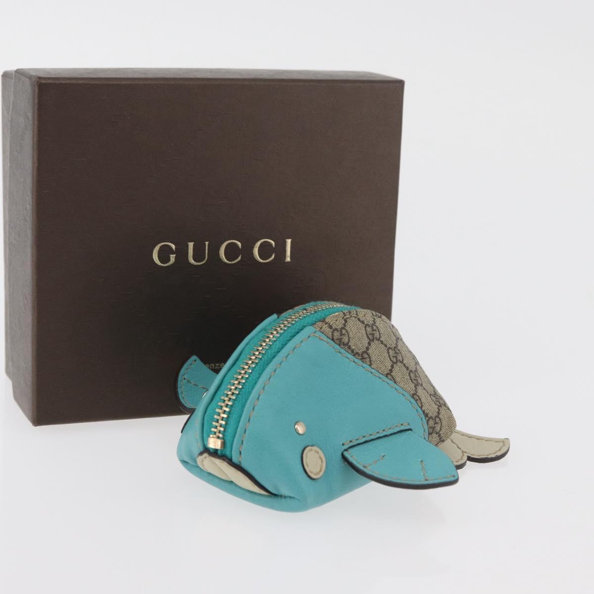 GUCCI GG Supreme Whale Coin Purse PVC Beige Gold 256862 Auth 176753A