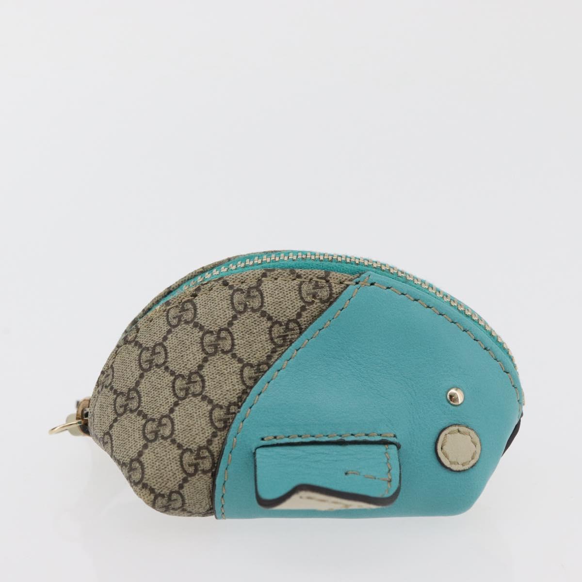 GUCCI GG Supreme Whale Coin Purse PVC Beige Gold 256862 Auth 176753A