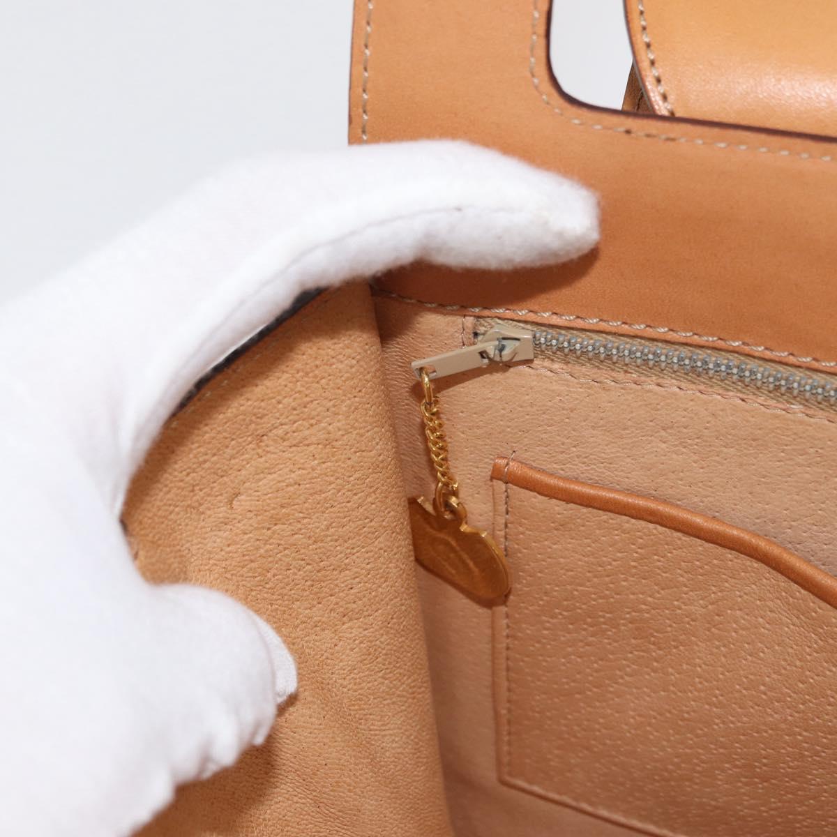 CELINE Macadam Canvas Medallion Hand Bag PVC Leather Brown Gold Auth 176759A