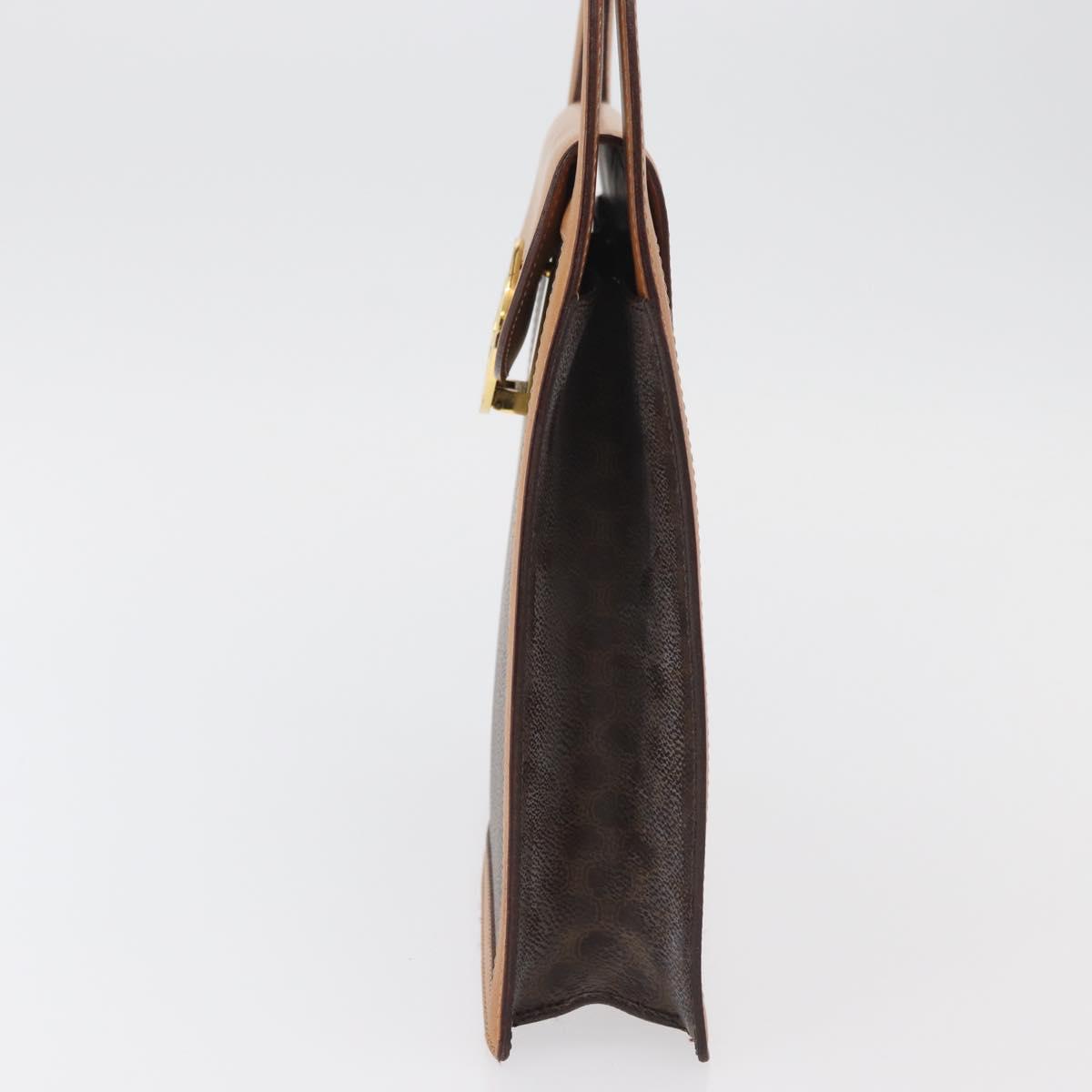 CELINE Macadam Canvas Medallion Hand Bag PVC Leather Brown Gold Auth 176759A