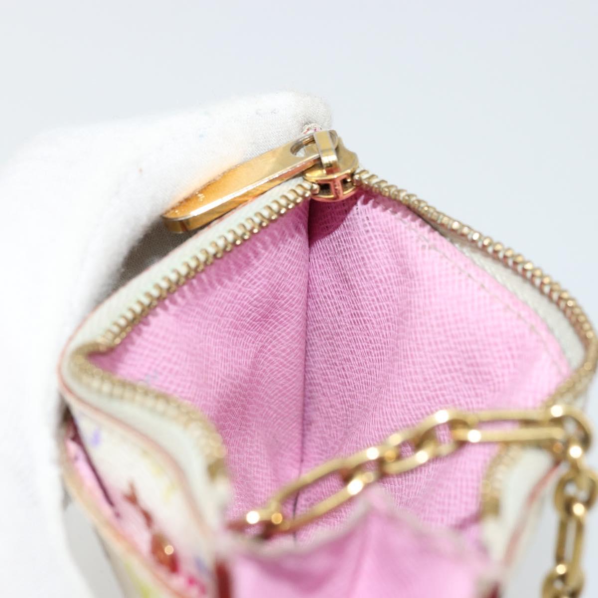 LOUIS VUITTON Multicolor Pochette Cles NM Coin Purse White M93734 Auth 176769