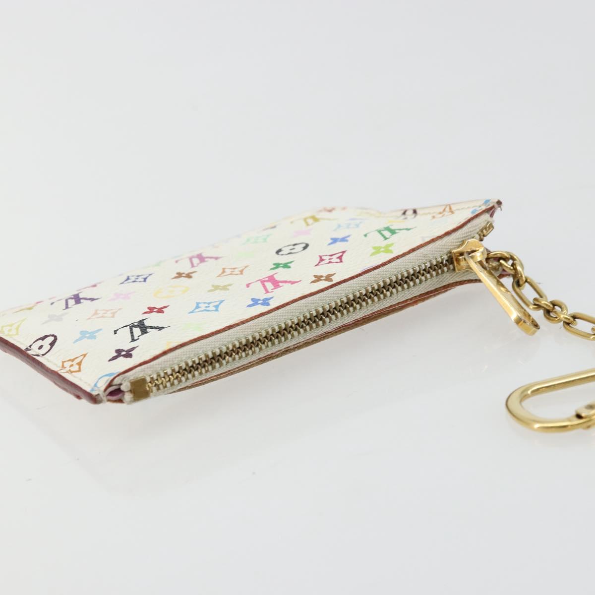 LOUIS VUITTON Multicolor Pochette Cles NM Coin Purse White M93734 Auth 176769